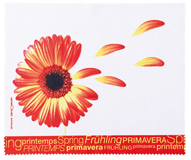 Bild von Mikrofasertuch 4-Jahreszeiten, Motiv "Frühling Gerbera", 15 x 18 cm, 100 Stück