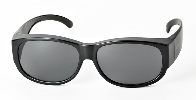 Bild von Überziehbrille schwarz, Grilamid, graue pol. Gläser, runde Form, Gr. 60-15