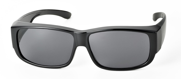 Bild von Überziehbrille schwarz, Grilamid, graue pol. Gläser, eckige Form groß, Gr. 62-13
