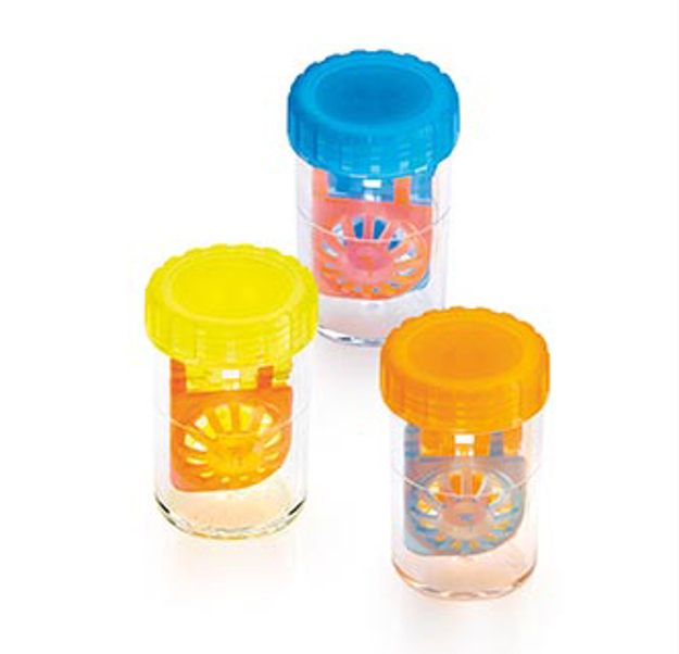 Bild von Kontaktlinsenbehälter "Color", farbsortiert (gelb, orange, blau), 8 Stück