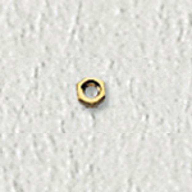 Bild von Sechskantmuttern, Neusilber, gold, M 1,2, Außen-Ø 2,0 mm, Höhe 1,0 mm, 40 Stück