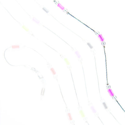 Bild von Metall-Brillenkette "Paris", lange rosa Perlen, 1 Stück