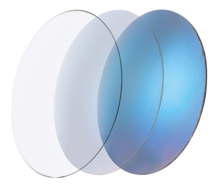Bild von CR39 photochromatische Gläser, blau verspiegelt, 5-65 %, Ø 70 mm, 1 Paar