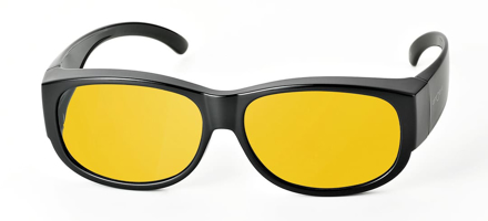 Bild von Überziehbrille schwarz, Grilamid, gelbe pol. Gläser, eckige Form groß, Gr. 60-15