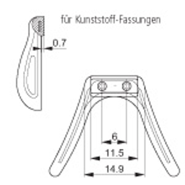 Bild von SoftWings-Blockstege, f. Kunststoff-Fassungen 14,9 mm, Palladiumeinlage, 2 Stück