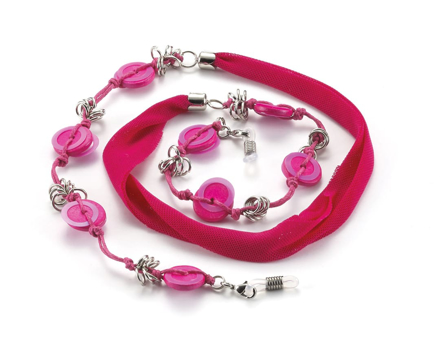 Bild von Brillenkette fuchsia, auch als Wickelarmband tragbar, 1 Stück