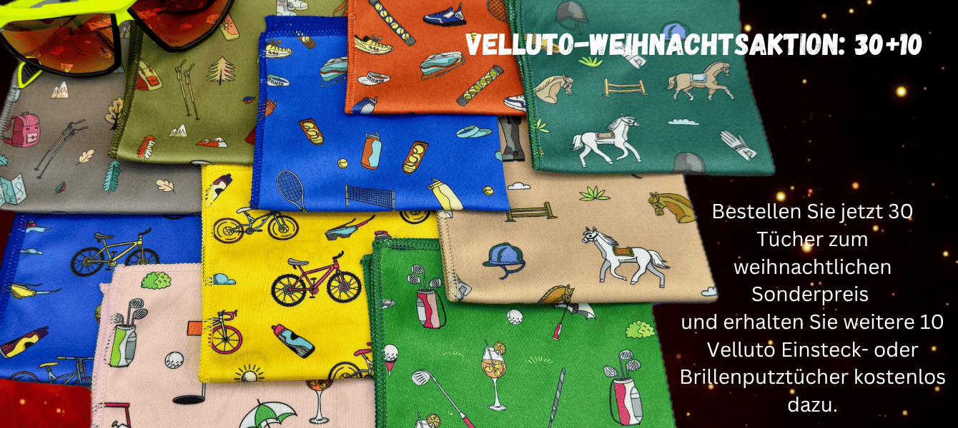 Velluto - Das sportliche Geschenk für Brillenträger:innen! Saubere Brillen & Displays.