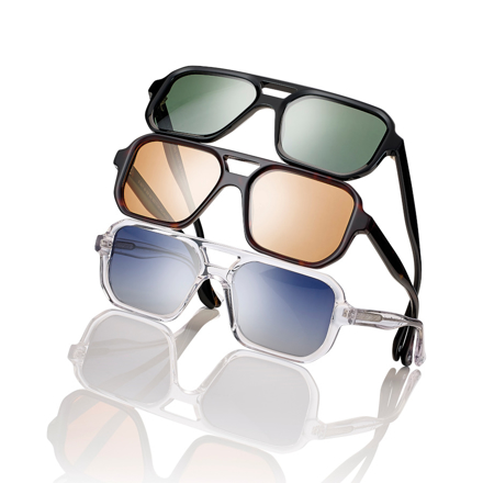 Bild von Acetat-Sonnenbrille, Gr. 55-17, in 3 Farben, Gläser polarisierend, inkl. Etui