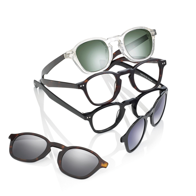 Bild von Acetat Fassung, Gr. 47-25, in 3 Farben, inkl. magnetischem Sonnenclip